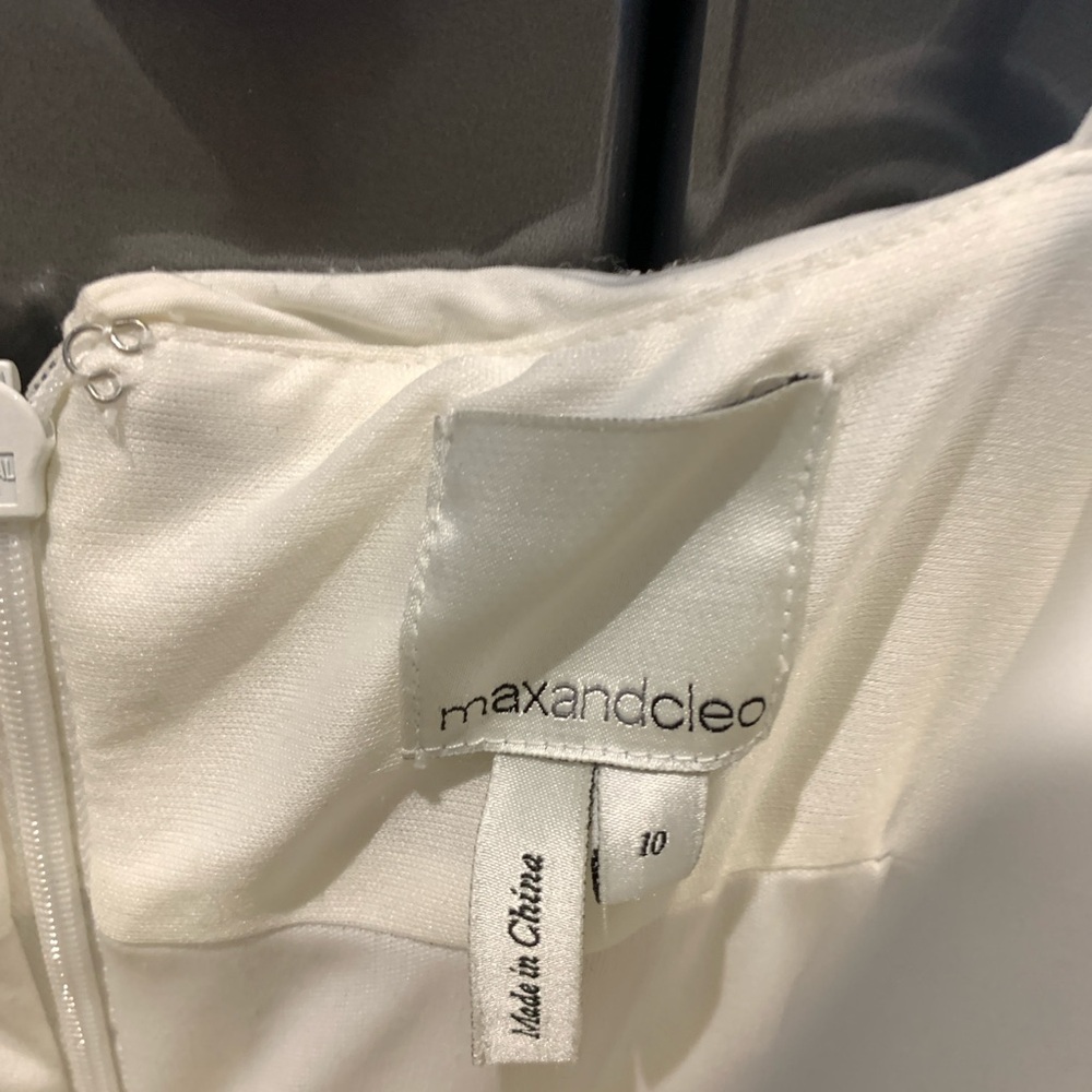 Max and Cleo Sophia White Ruched High-Low Maxi Dress Size 10 - Picture 7 of 12